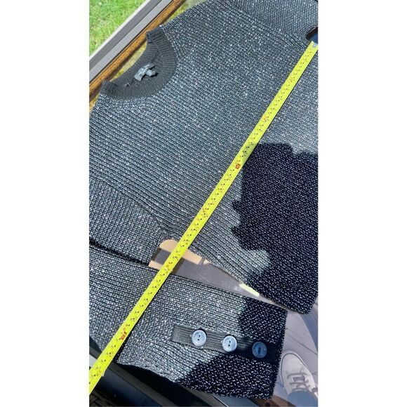 RAG & BONE BLACK AND SILVER METALLIC CROP SWEATER SIZE S - Picture 12 of 12